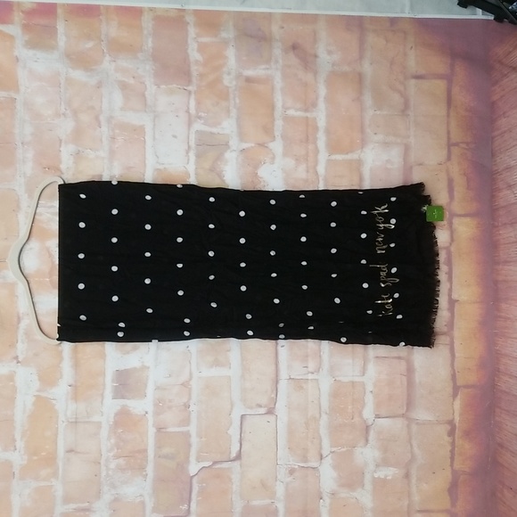 kate spade Accessories - NWT Women's Kate Spade scarf. Color black white dots w/gold lettering.